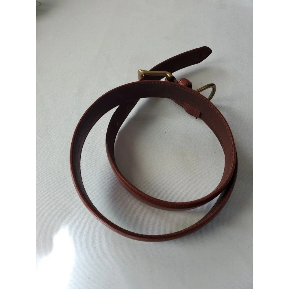 Campaign Est 1879 Genuine Leather Belt Brown‎ Brass Color Hardware Men Sz Small